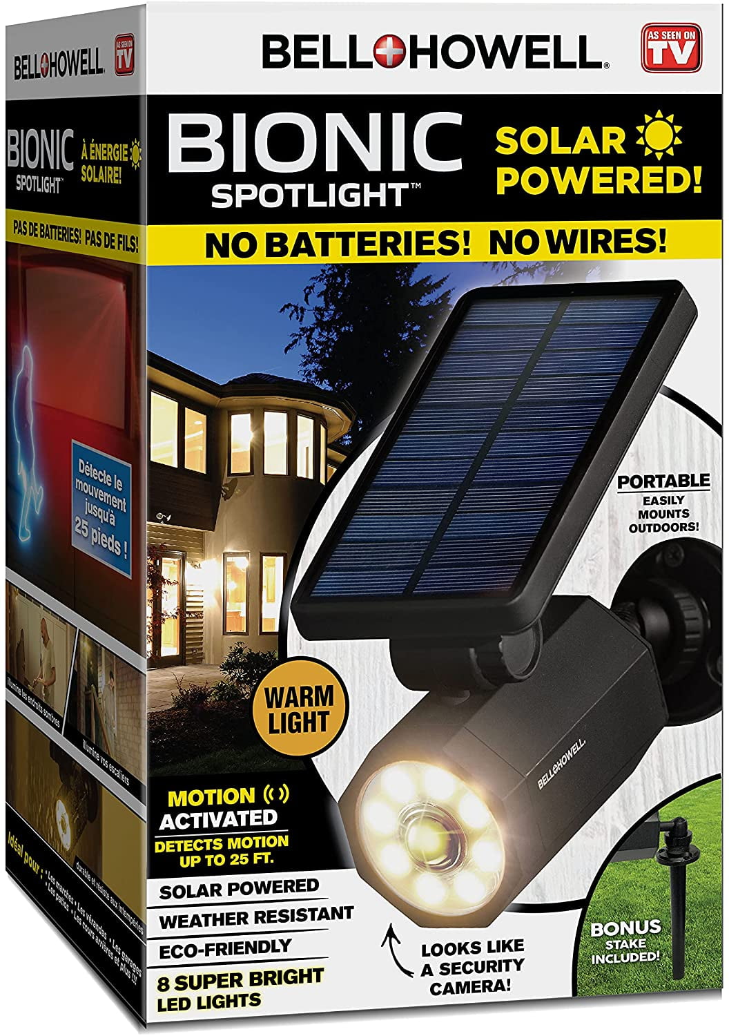 Bell Howell Bionic Spotlight Warm Solar Powered 25 ft. Motion