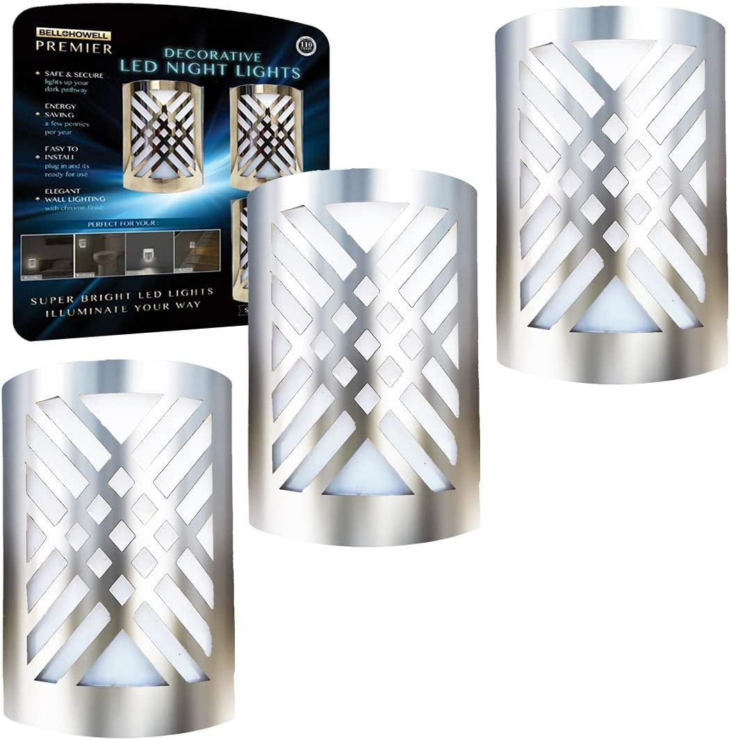 Bell+Howell Decorative LED Night Light Plug-in Smart Dusk to Dawn Sensor, Auto On/Off Night Lights-3 Pcs