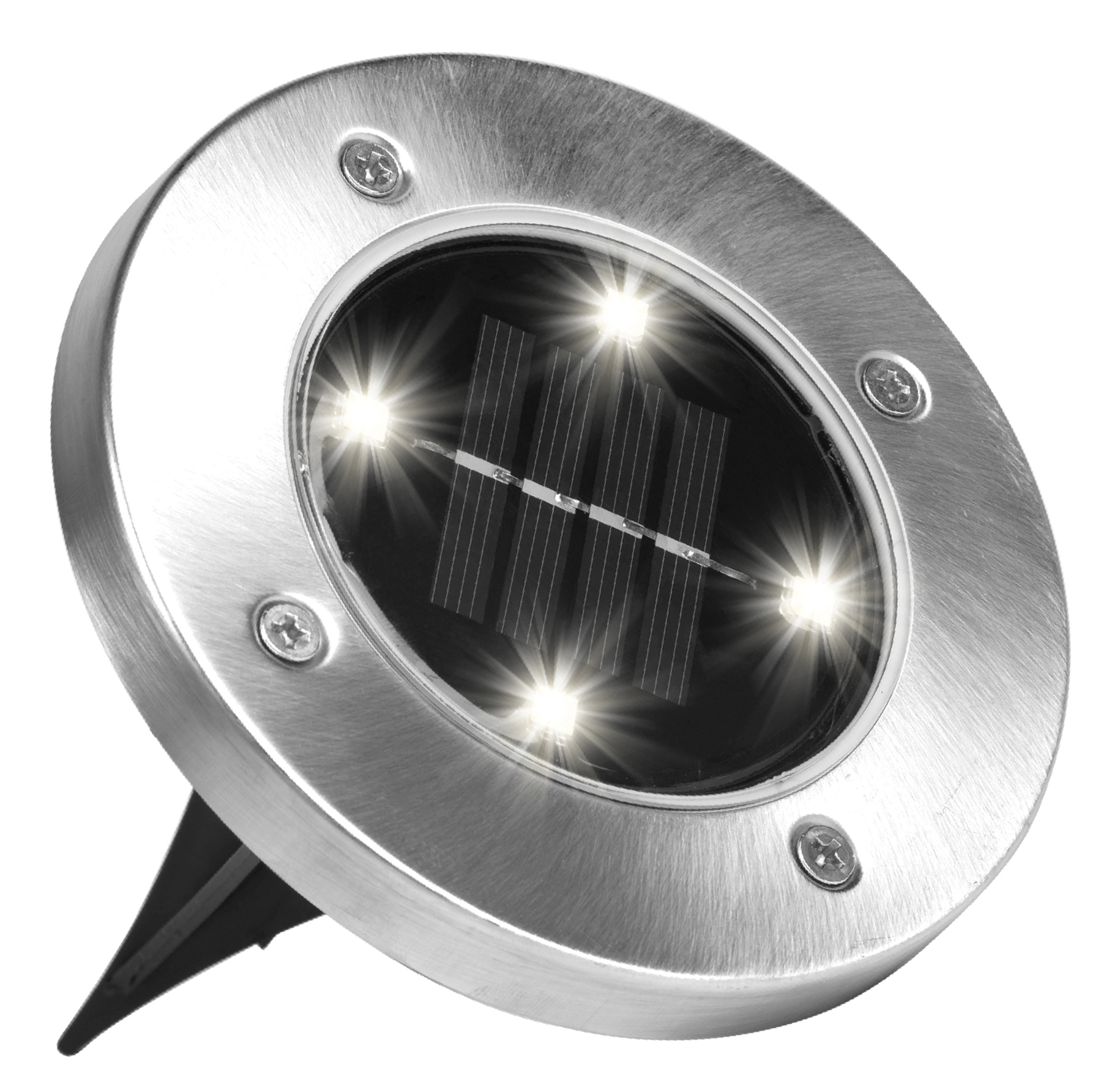 Bell + Howell Disk Lights, Brushed Steel Solar Powered LED Outdoor