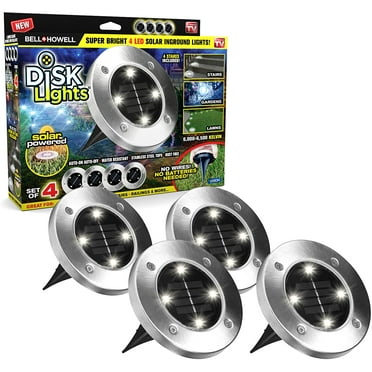 Bell + Howell Disk Lights  Weather Proof Solar Powered LED Outdoor Lights As Seen on TV 4 Pack