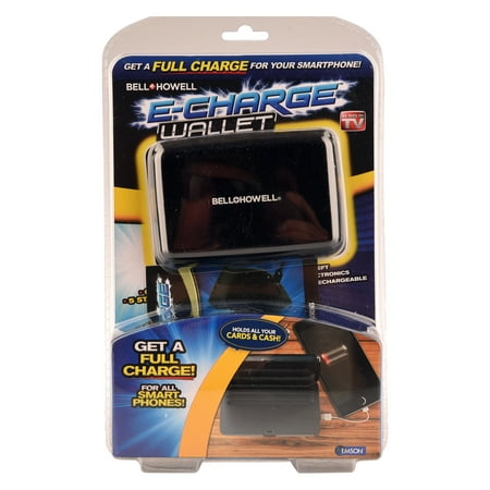 Bell + Howell E-Charge Wallet, Combination Wallet and Charger with RFID Blocking, Black, As Seen on TV