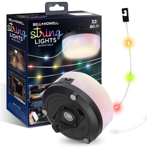 Bell + Howell 32 Ft Retractable Camping String Lights with Flash Light & Hanging Hook, 125 LEDs for Camping, Holidays, Portable String Lights Outdoor Waterproof IP65, USB-C Cable Included