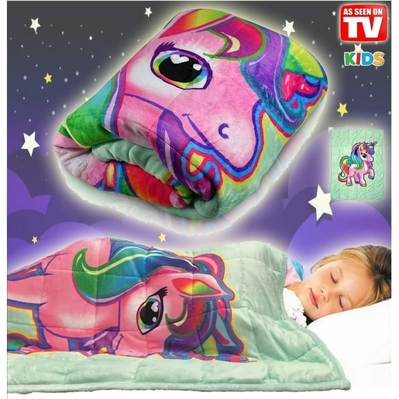 Bell + Howell Kids 7lb Weighted Blanket, Soft and Breathable Cooling Blanket for Kids, Weighted Blanket Kids Great for Calming and Sleeping, Unicorn Design, Holiday Gifts for Kids, 36x48 inches