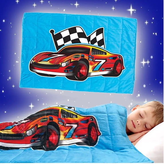 Bell + Howell Kids 7lb Weighted Blanket, Soft and Breathable Cooling Blanket for Kids, Weighted Blanket Kids Great for Calming and Sleeping, Race Car Design, Holiday Gifts for Kids, 36x48 inches