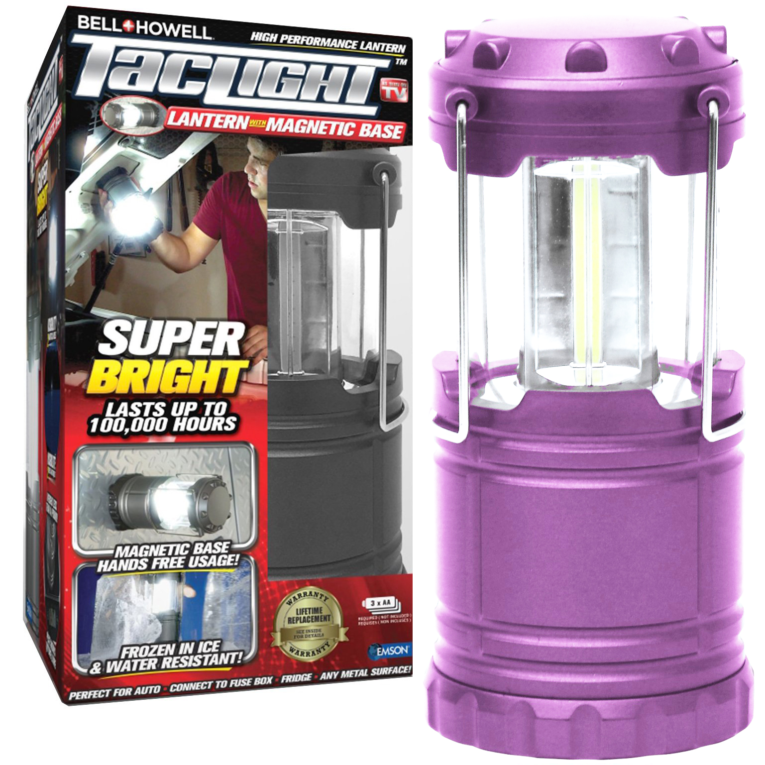 Lanterna LED Bell + Howell Taclight 20 Cm – Pieghevole, Portatile, Base Magnetica, 2 Miglia Di Visibilità, Per Campeggio Ed Emergenza