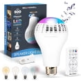 thumbnail image 1 of Bell + Howell RGB Speaker Light Bulb with Remote, 450 Lumens 3 Brightness Levels, E26 with Socket Extender, Sync up to 10 Bulbs, LED White Light, Color Changing Bulb, Dimmable Bluetooth, 1 of 9