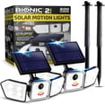 thumbnail image 1 of Bionic Flood Light 2 Pk Solar Lights Outdoor Waterproof, Ultra Bright 89 LEDs, 3 Heads Wide Angle Motion Sensor Outdoor Lights for Security, Wall, House, Spot Light, IP65 Waterproof – Stakes Included, 1 of 7