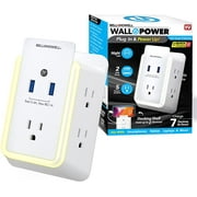 Bell+Howell Surge Protector 5 Outlet Extender with 2 USB Charging Ports Wall Power Wall Charger Plug