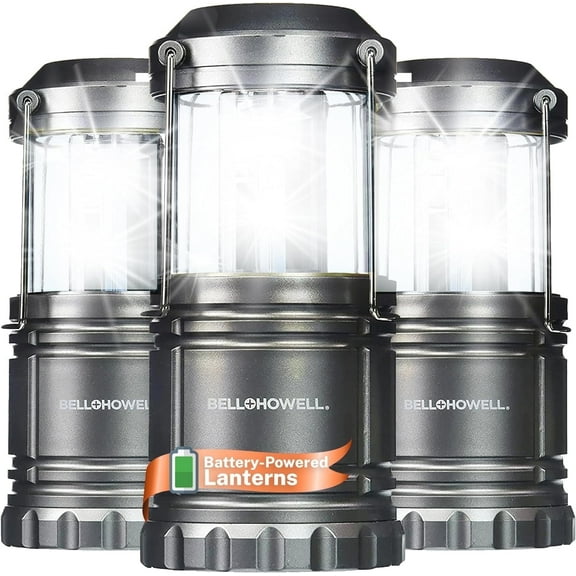 Bell   Howell TacLight 3 Pk LED Lantern Lights - Bright Battery Powered Camping Lantern, Camping Lights for Tent, Portable Long Lasting Small Emergency Lights, Lanterns for Power Outages