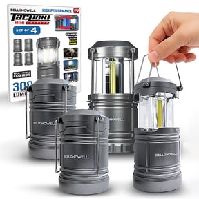 Bell + Howell 4 Pack Camping Lights & Lanterns for Power Outage, Collapsible Battery Powered Camping Lantern Lamp with Hook, Portable Ultra Bright for Power Outage Home Failure and Camping