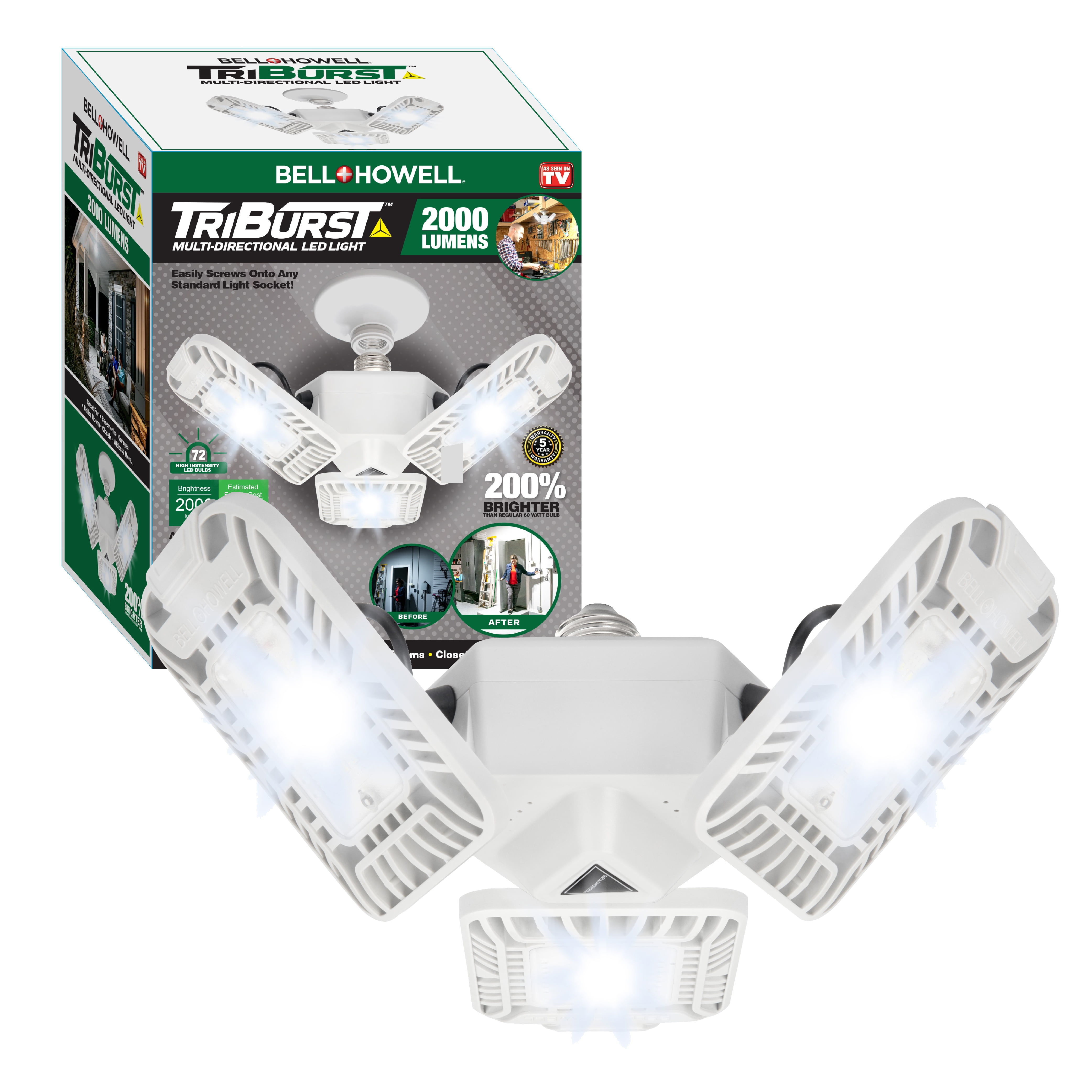 Bell and Howell TriBurst LED Garage Light Bulb 3 Panel Light 4000