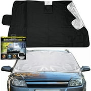 WEATHERFORCE 360 by Bell+Howell All-Weather, Heavy-Duty and Reversible Windshield Protector 6 feet by 10 feet Fabric for Any Car Protects from Heat and Snow Comes with Anti-Theft Panels As Seen On TV