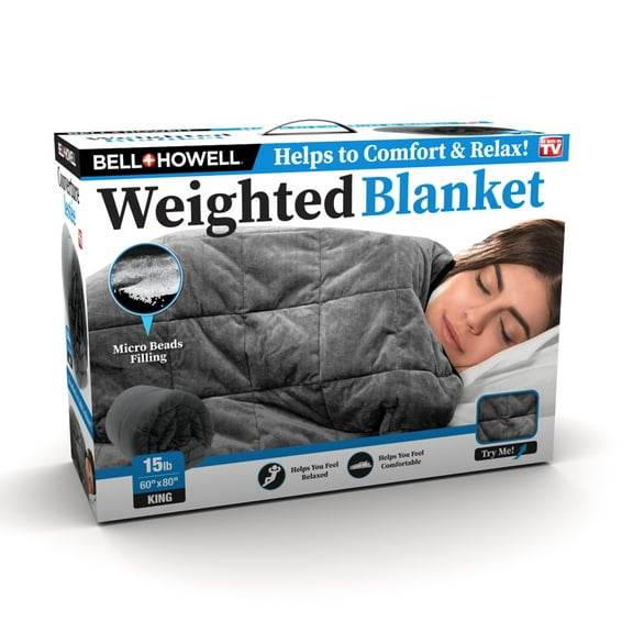 Bell Howell Weighted Blanket with Glass Beads Filling for Calm Deep Sleep, 15 lbs, As Seen on TV