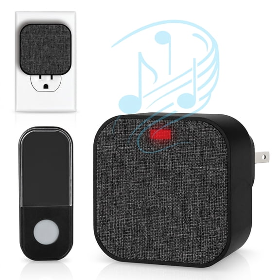 Bell + Howell Wireless Doorbell, Black, 1 Button & 2 Plug-In Receivers, 36 Melodies, 500 Ft Range