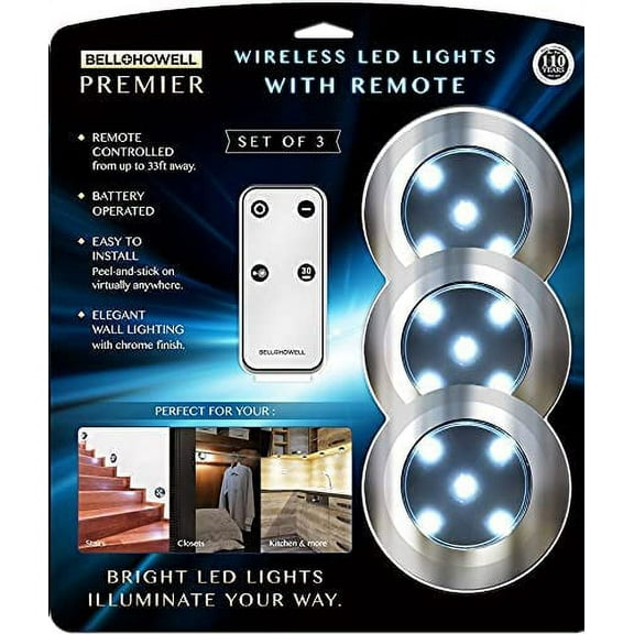 Bell+Howell Wireless LED Night Light, Auto On/Off Night Lights - 3 Pcs