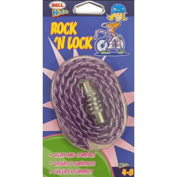 Bell Kidz Rock N Lock Kids Bicycle Combination Cable Lock Purple