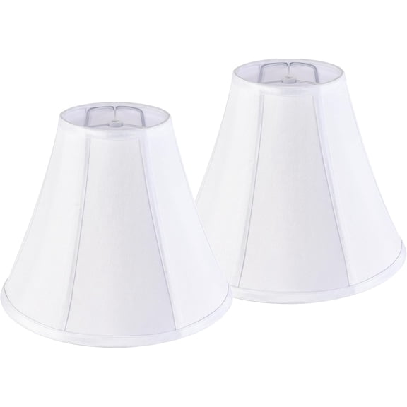 Bell Lamp Shades Set of 2 White Medium Lamp Shade 6" Top x 13" Bottom x 9.8" High(Spider) Modern Lamp Shade for Table Lamp & Bedside Lamp - Side Ribbing Hand Crafted Lampshade Replacement by