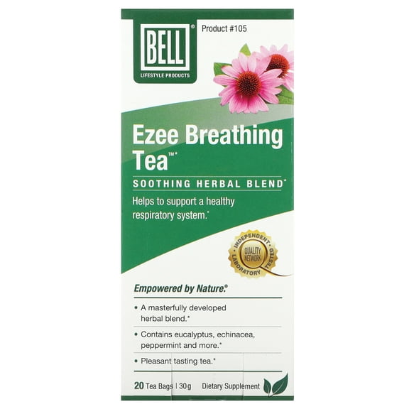 Bell Lifestyle Ezee Breathing Tea, Soothing Herbal Blend, 20 Tea Bags, 1.5 g Each