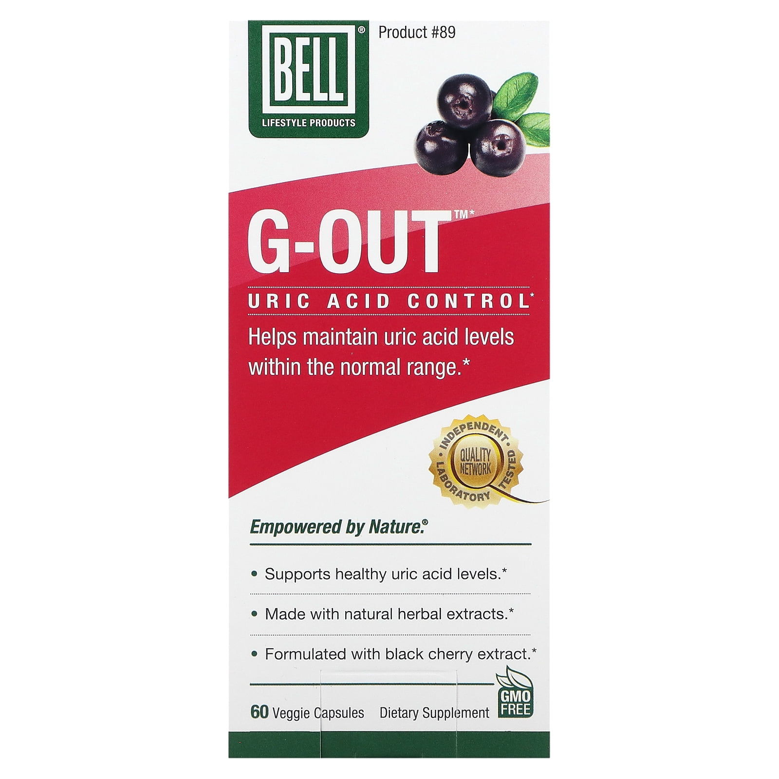 Bell Lifestyle G-Out, Uric Acid Control, 60 Veggie Capsules
