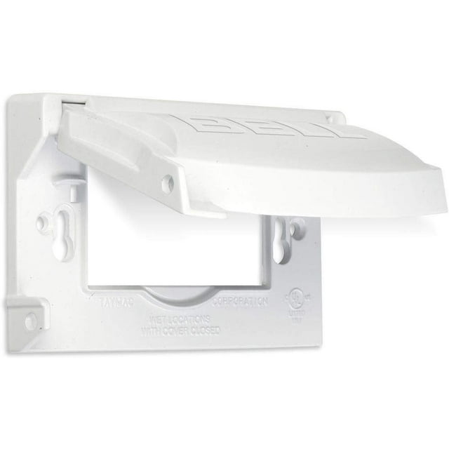 Bell Single Gang Multi-Configuration Die-Cast Metal White Outdoor Outlet Cover
