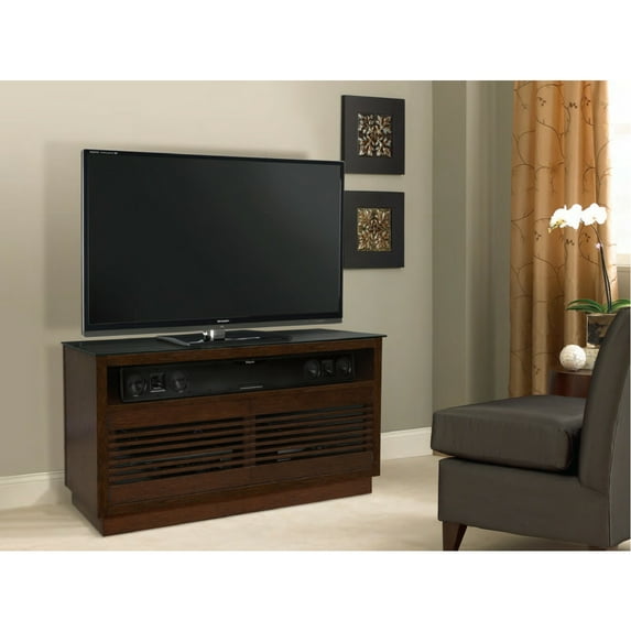 No Tools Assembly A/V Cabinet in Chocolate Finish