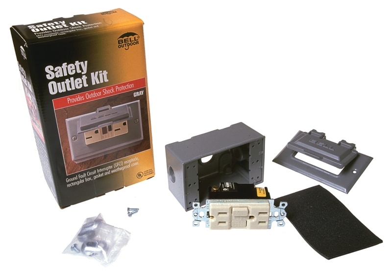 Bell Outdoor 5874-5S 15A 120V Gray Weatherproof GFCI Outdoor Outlet Kit