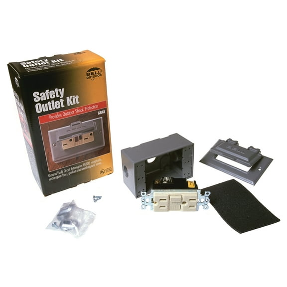 Bell Outdoor 5874-5S 15A 120V Gray Weatherproof GFCI Outdoor Outlet Kit