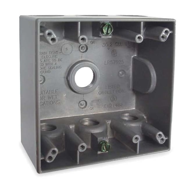 Hubbell Weatherproof Box Double Gang Seven 1/2'' Outlets Gray