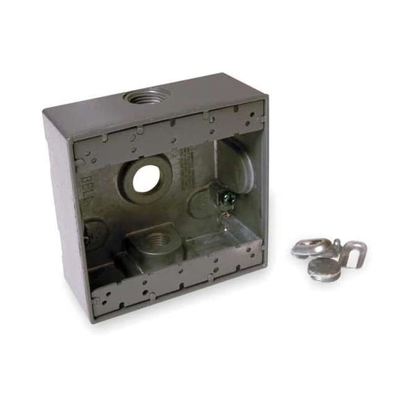 Bell 4.5 In. Square Aluminum 2 Gang Weatherproof Box Gray