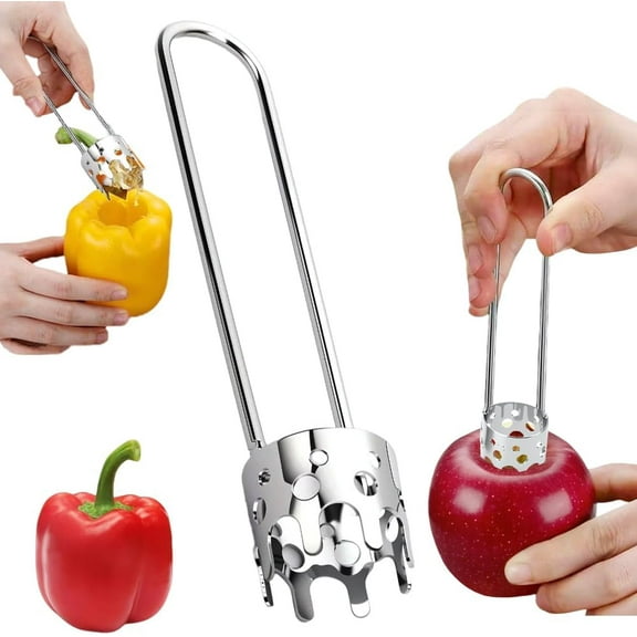Bell Pepper Corer, 2025 Upgraded Stainless Steel Multifunctional Fruit and Vegetable Tool for Bell Peppers, Apples, Pears - Easy-Clean Kitchen Gadget (A1+A2)