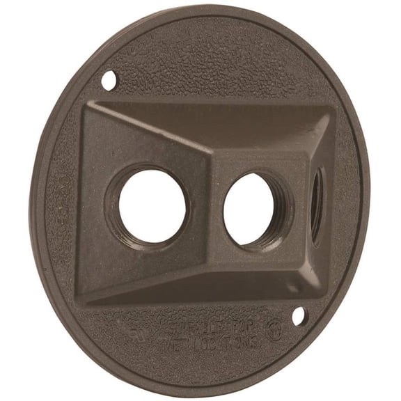Hubbell Weatherproof Round Cluster Cover - Die Cast Zinc, Bronze, Outdoor Electrical Plate