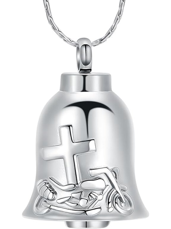 Bell Shape Urn Necklace / Urn Keychain for Cremation Ashes Motorcycle Memorial Urn Pendant Customize Engravable Memorial Jewelry Fit Women Men
