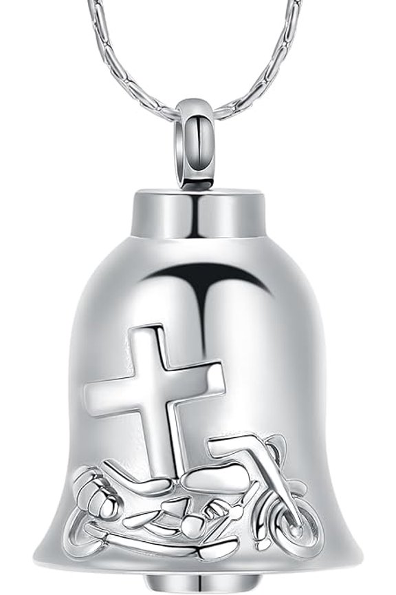 Bell Shape Urn Necklace / Urn Keychain for Cremation Ashes Motorcycle Memorial Urn Pendant Customize Engravable Memorial Jewelry Fit Women Men