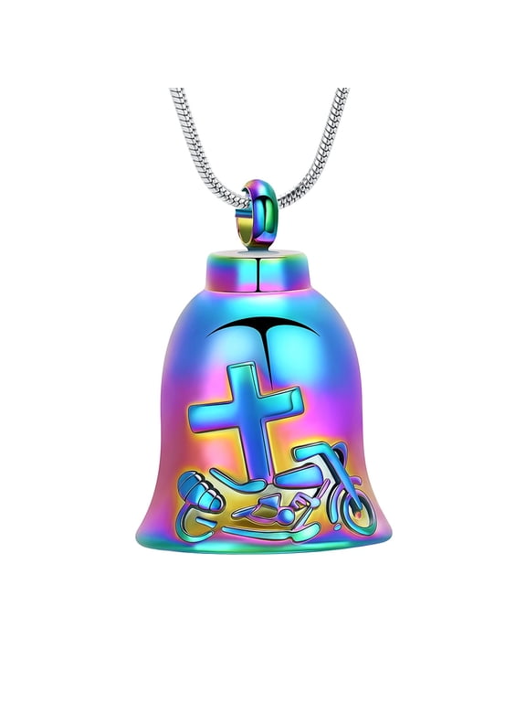 Bell Shape Urn Necklace for Ashes Motorcycle Cremation Keepsakes Memorial Locket Urn Pendant Necklace for Human / Pet