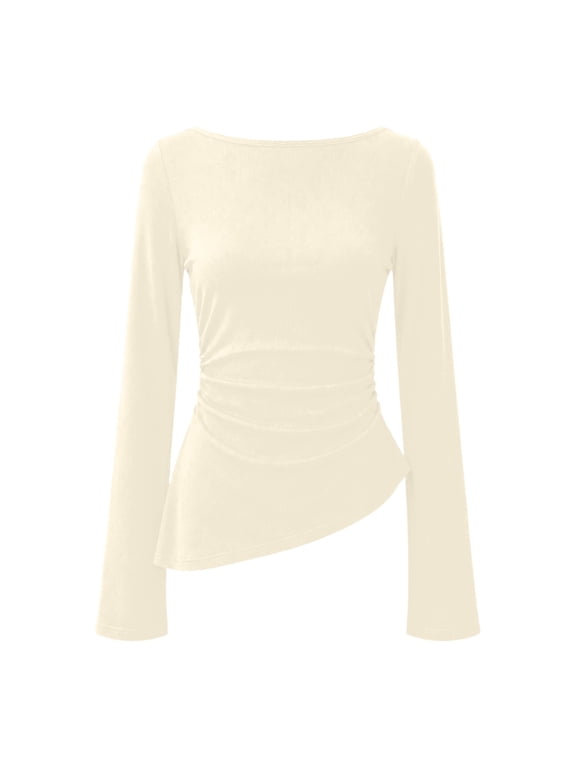 Bell Sleeve Base Layer Top For Women Long Sleeve Flared Casual Everyday Undershirt