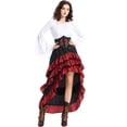 thumbnail image 1 of Bell Sleeve Blouse High Low Skirt, Steampunk Renaissance Pirate Costume Outfit, Bell Long Sleeve Blouse High Low Ruffle Corset Skirt, Gothic Medieval Pirate Cosplay Dress for Halloween, White XL, 1 of 3