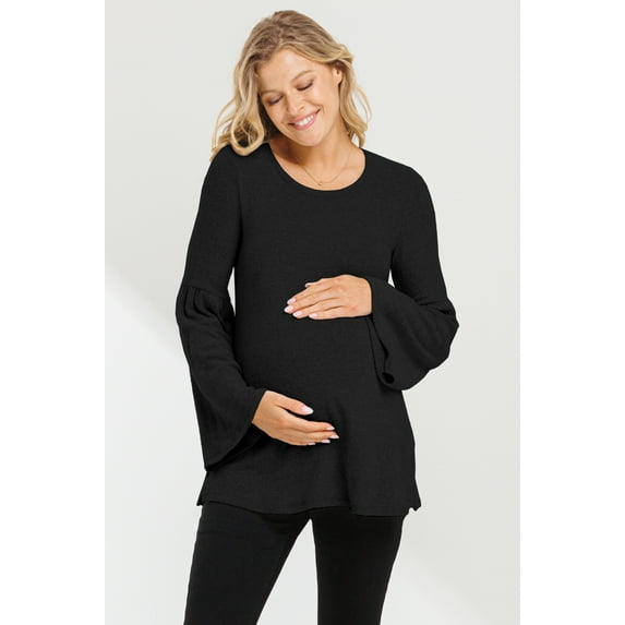 Bell Sleeve Round Neck Maternity Knit Top