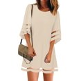 thumbnail image 1 of Bell Sleeve  Tunic Dress for Women Crewneck Loose Tunic Dress Cream Size S, 1 of 4