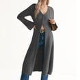 thumbnail image 1 of Bell Sleeve Women Solid V Neck Casual Long Button Down Knit Cardigan, 1 of 8