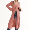 thumbnail image 1 of Bell Sleeve Women Solid V Neck Casual Long Button Down Knit Cardigan, 1 of 8