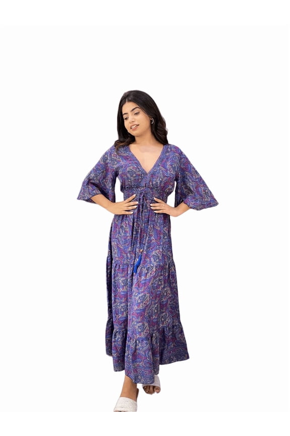 Bell Sleeves Boho Printed Maxi Dress