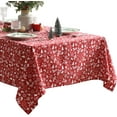 thumbnail image 1 of Bell and Snowflakes Cotton Blend Tablecloth, 60 x 120 Inch Rectangle, Red Christmas Bell and Snowflake Pattern, Holiday Table Cover for Festive Dining and Seasonal Decor, 1 of 7