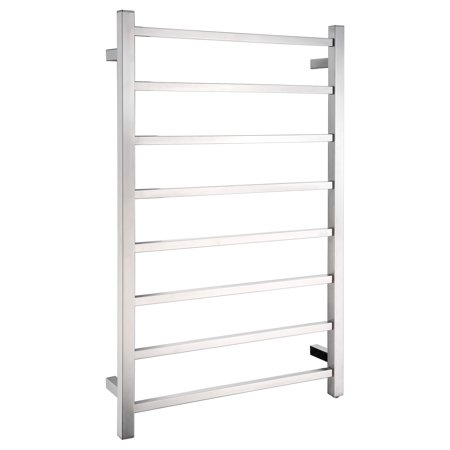 Bell Series 8-Bar Wall Mounted Electric Plug-In Bathroom Towel Warmer Rack in Brushed Nickel Finish Stainless Steel