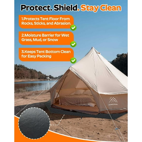 Bell Tent Footprint, Waterproof PU5000mm, Upgraded Material 120gsm PE Round Tarp Groundsheet for Canvas Yurt Tent Accessories