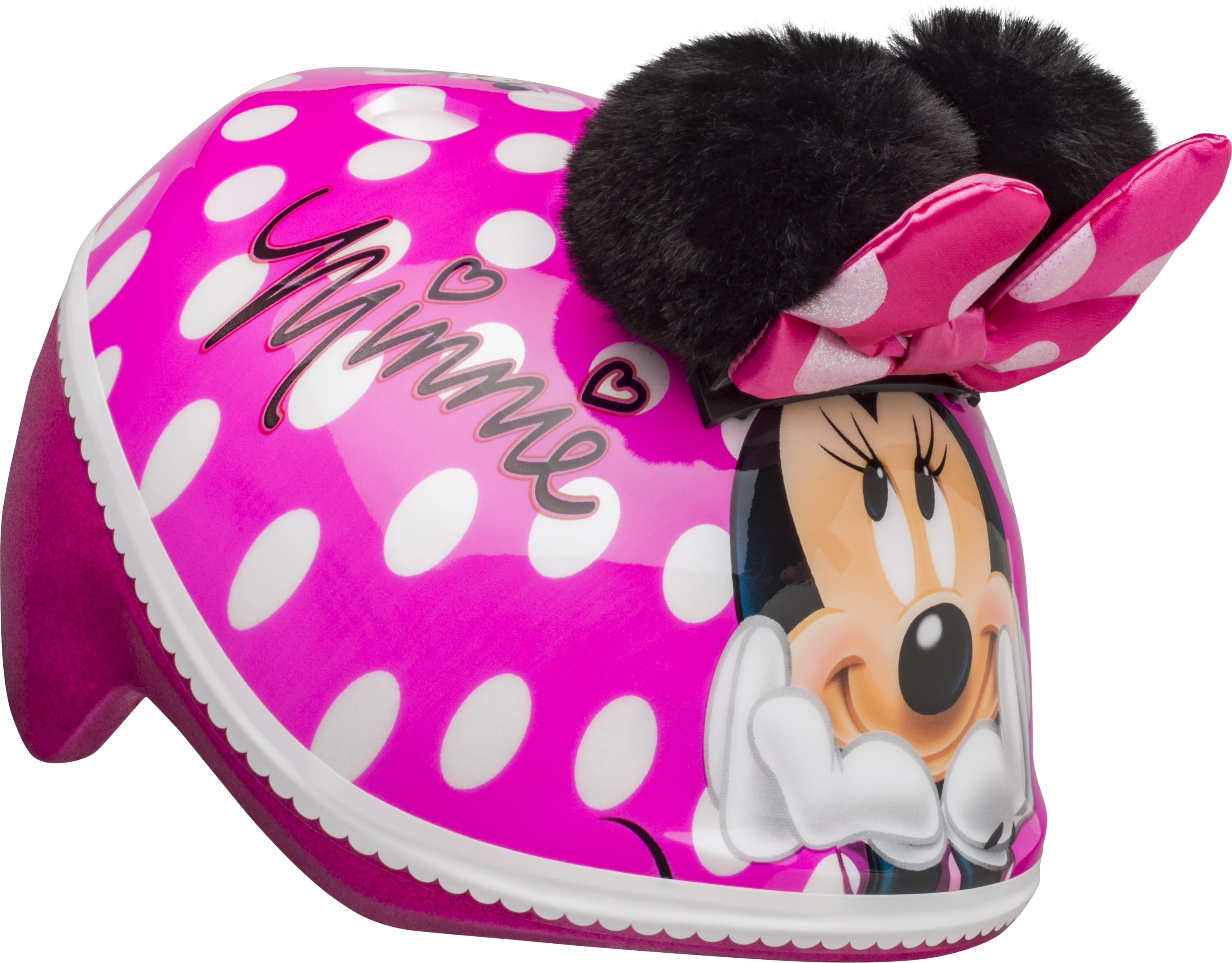 Bell Toddler Bike Helmet, Disney Minnie Mouse Pom Pom Ears, Punch Pink, 48-52cm