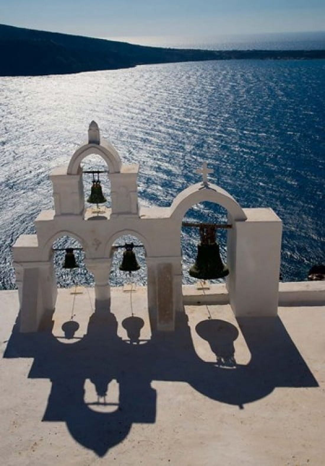 Bell Tower overlooking The Caldera Oia Santorini Greece Canvas Art - Darrell Gulin DanitaDelimont (12 x 17)