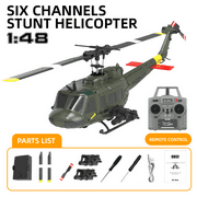 Bell UH-1  RC Helicopter 1/48 Scale - 6CH Brushless Motor, Auto Hover, 3D Stunt, 13min Flight, RTR with Remote
