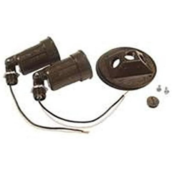 Amaebvivison Weatherproof Double Lamp Holder Round Cover - Light Bulb Socket - Bronze