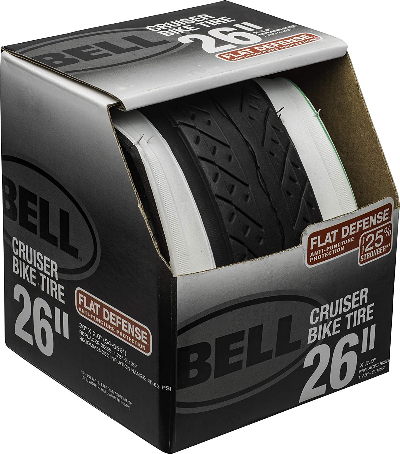 Bell Whitewall Cruiser Bike Tire 26 in 20" x 1.72"-2.125", White