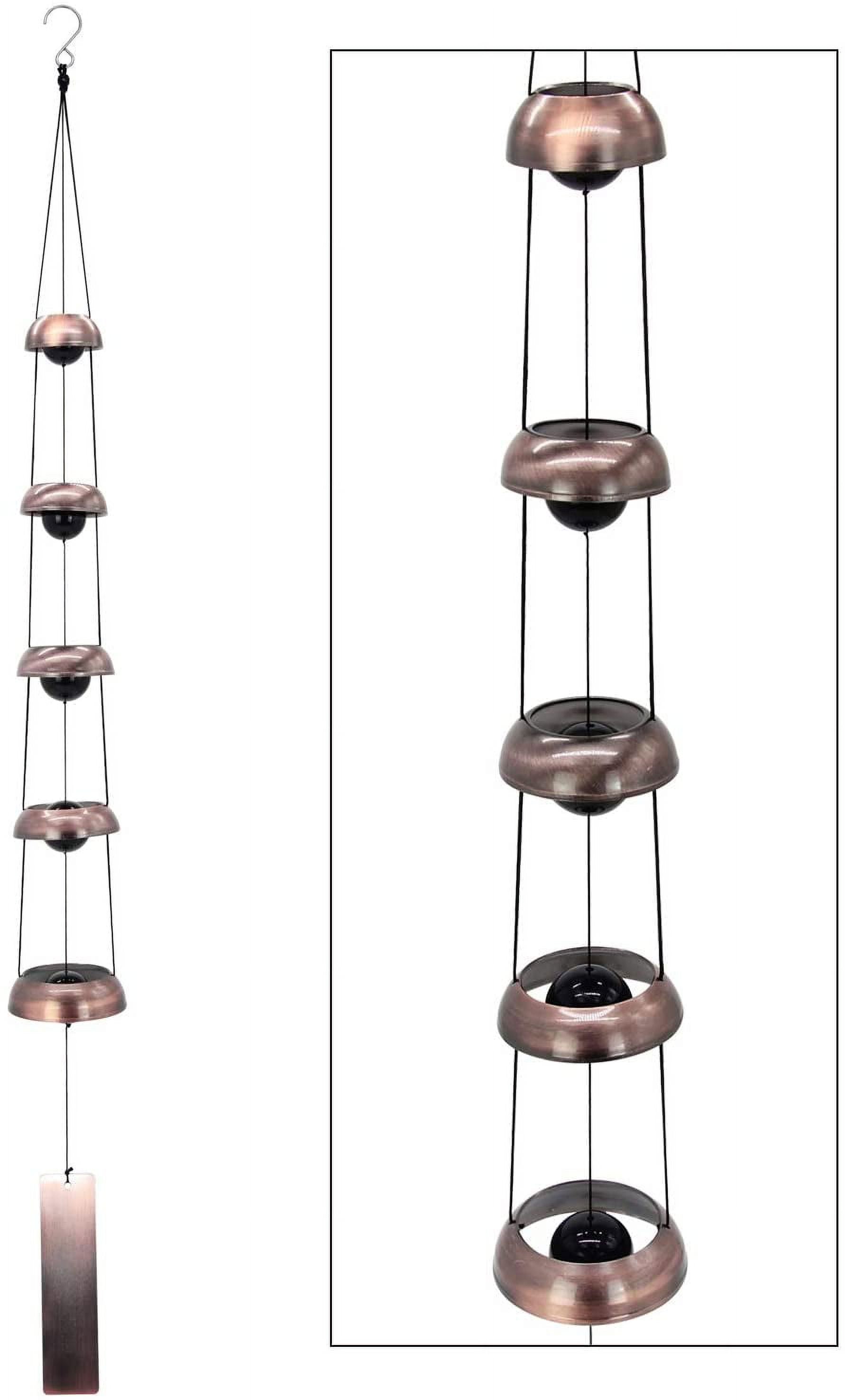 Red Copper Temple Wind Chimes with 5 Bells